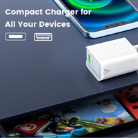 Cargador USB de Pared con Doble Puerto y Enchufe Estadounidense, Carga Súper Rápida QC 18W PD 20W, USB-C