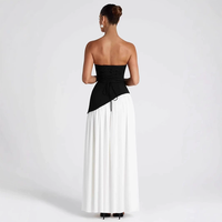 Moulante personnalisée femmes écharpe col Patchwork robe été Chic sans manches dos nu fendu Maxi robes vacances rue Vestidos