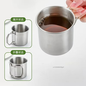 Wholesale <b>Camping</b> <b>Cup</b> Stainless Steel Portable Outdoor Water Mug Mountaineering <b>Cups</b> Foldable Handle - Product Image 4