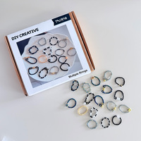 Bracelet artisanal pour femme, style bohème européen, en plastique multicouche, perles lucite, or, noir, blanc, irrégulier, vente en gros