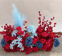 Guirlande de fleurs artificielles bleues et rouges de style coréen pour mariage, allée centrale, toile de fond et décoration de table de fiançailles