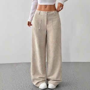 Nuovi <span class=keywords><strong>Pantaloni</strong></span> da <span class=keywords><strong>Donna</strong></span> Autunno Inverno in <span class=keywords><strong>Velluto</strong></span> <span class=keywords><strong>a</strong></span> <span class=keywords><strong>Coste</strong></span> Vintage <span class=keywords><strong>a</strong></span> Vita Alta con Tasche Multiple e Vestibilità Ampia - Product Image 1