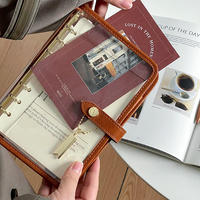 Haute qualité Transparent PVC A5 reliure à anneaux cahier femmes filles Logo personnalisé mignon doux planificateur Journal Journal bloc-notes papeterie