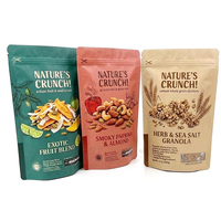 Sachet Doypack Personnalisé Mat Imprimé Refermable avec Fermeture Ziplock, Qualité Alimentaire, pour Emballage de Snacks (Noix, Granola, Fruits Secs)