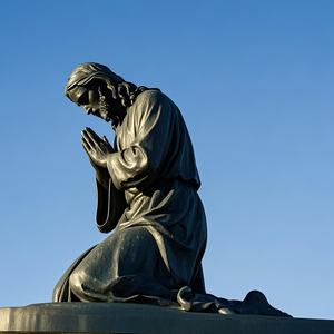 Jardin moderne Antique Grand Laiton Jésus Christ Cour Banc Méditation Statue Grand Or Bronze Jésus Agenouillé Statue Sculpture - Product Image 2