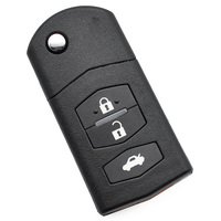 Coque de clé de voiture pliable 3 boutons avec batterie, étui de protection en fer, remplacement de coque de clé de voiture