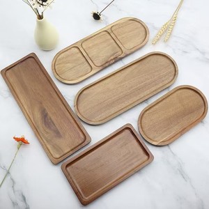 Acacia Wood <b>Tray</b> Japanese Style For Serving <b>Tea</b> Coffee Fruits Home Kitchen Use Solid Color Shallow Dish - Product Image 3