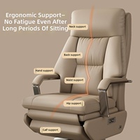Fauteuil de Direction Haut de Gamme en Cuir Véritable avec Commande Vocale, Massage, Chargement USB, Moteur Silencieux, Base Chromée 360mm, Personnalisation OEM