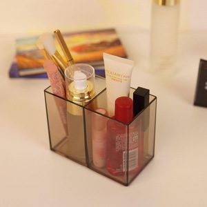 Acrylic <b>Makeup</b> Brush Holder With Pearls Desktop Cosmetic Storage Organizer Transparent Simple Style For <b>Dressing</b> <b>Table</b> - Product Image 2