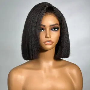 4C Edge 13x4 HD Lace Front Kinky Straight Human Hair Wigs For Black Women Factory Wholesale Cheap 13x6 Frontal Wig