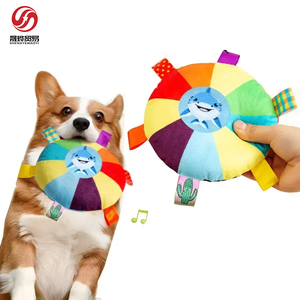 Köpek açık interaktif eğitim oyunları Bite dayanıklı çiğnemek oyuncak evcil komik uçan diskler oyuncaklar ile çan peluş Squeaker oyuncaklar - Product Image 1