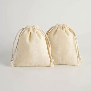 5*7inch Custom 100% Cotton <b>Drawstring</b> <b>Bag</b> with Dustproof Small <b>Canvas</b> Folding Style and Letter Pattern Custom Logo Option - Product Image 3