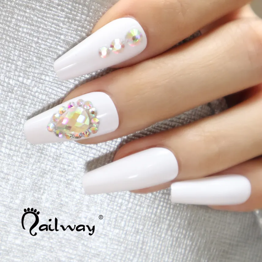 Pré Coladas de Imprensa Em Unhas de Luxo Cobertura Completa Strass Fabricante Caixão Caixão Pontas Das Unhas Unhas Postiças