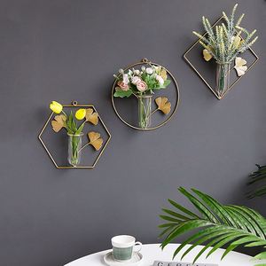 New Product Wall Hanging <b>Clear</b> Glass <b>Vase</b> Metal Hydroponic Flower <b>Vase</b> Home Wall Decoration Ornament Gifts - Product Image 1