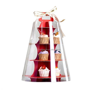 Logo imprimé 3 4 niveaux rond clair PET couverture Dessert Cupcake affichage papier support gâteau support mariage fête anniversaire Cupcake titulaire