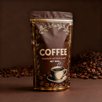 Sachets Doypack personnalisés en plastique PE de qualité alimentaire, mats, à fond plat, pour l'emballage de poudre, de thé, de café, avec fermeture éclair