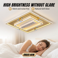 Ventilateur de plafond moderne sans pales en métal IP44 avec télécommande et contrôle par application, LED à intensité variable, moteur DC pour chambre/salon