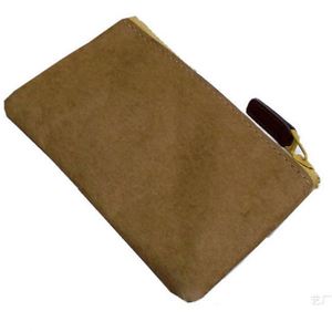 Baoren OEM, cartera lavable reciclada con impresión personalizada, bolsa clásica corta de papel Kraft marrón para mujer con cierre de cremallera - Product Image 2