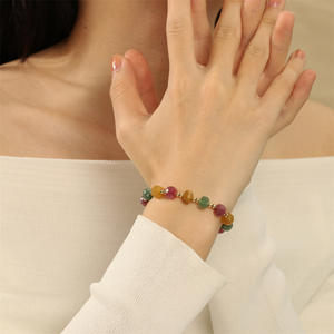 <span class=keywords><strong>Pulsera</strong></span> de turmalina de caramelo de cobre chapado en oro de alta calidad para novia, abalorios de piedra semipreciosa, <span class=keywords><strong>pulsera</strong></span>, joyería - Product Image 5