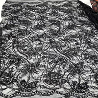 Tissu en tulle lourd de haute qualité, multicolore, noble, élégant et luxueux, avec dentelle, sequins et perles florales pour vêtements de mariage 2026