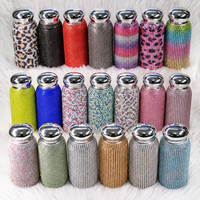 Luxuriöse 8oz 304 Edelstahl Doppelwandige Isolierte Vakuum-Edelstahlflasche mit Strass-Verzierung und Deckel für Auto und Reisen