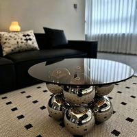 Table basse ronde scandinave avec plateau en verre, table centrale moderne, fabrication OEM ODM, faible MOQ, style nordique, table de salon
