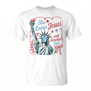 Ella ama a Jesús y también a Estados Unidos, camiseta con diseño del 4 de julio, fe cristiana - Product Image 2
