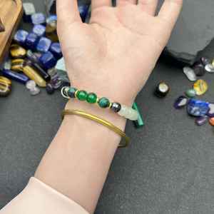 Pulsera de Moda para Parejas, Calcopirita, Malaquita, Cristal Natural, Pulsera de Cuentas, Joyería de Energía Curativa - Product Image 3