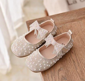Nouvelle arrivée, belle robe en perles pour enfants, chaussures souples en PU pour filles, style princesse - Product Image 5