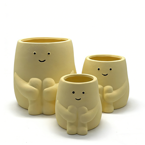Pot de fleurs décoratif avec visage souriant mignon, vase de décoration de personnage de dessin animé, plante succulente - Product Image 3