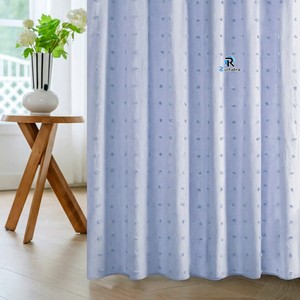 <span class=keywords><strong>Rideau</strong></span> de salle de bain bleu clair à pois floqués, rideaux de <span class=keywords><strong>douche</strong></span> en <span class=keywords><strong>tissu</strong></span> polyester jacquard pour salle de bain, hydrofuges, fournisseur OEM - Product Image 3