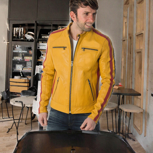 New Arrival Men's High Street Style <b>Leather</b> <b>Jacket</b> Zipper Comfortable Stylish <b>Winter</b> Warmth Eco-Friendly Waterproof Design - Product Image 3