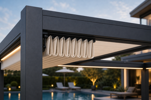 Pergola extérieure électrique en aluminium avec stores rétractables, abri solaire et gazebo imperméable pour les rassemblements dans la cour - Product Image 2