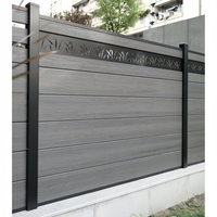 Panneaux de clôture en WPC de 6 pieds avec éclairage LED intégré, cadre en aluminium robuste et antirouille, installation facile, écologiques pour la maison et le jardin