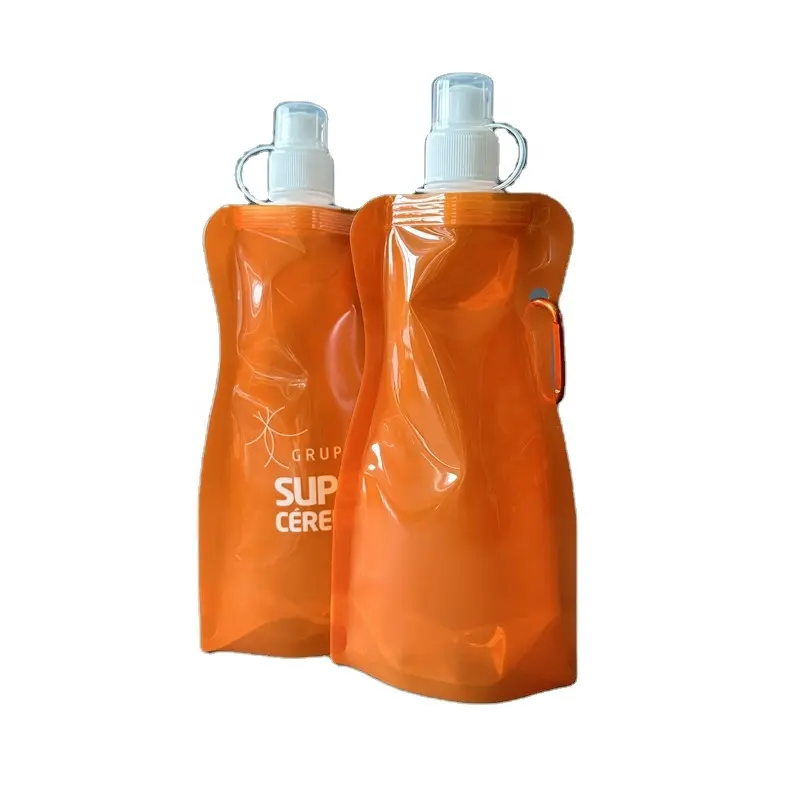 Bolsas con caño impresas personalizadas, botella deportiva plegable, bolsa de agua de plástico, bolsas de bebidas plegables para ciclismo al aire libre, senderismo y viajes