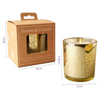 Ensemble de bougies de Noël en verre électroplaqué ajouré, parfumées, avec boîte cadeau, motifs flocon de neige, sapin et cerf, vente en gros