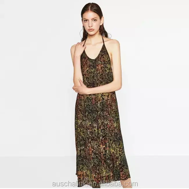 OEM custom latest sleeveless elegance high quality batik women sexy printed casual dress