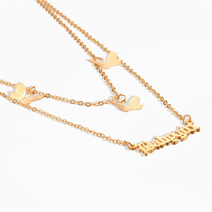 Trendz Nouvelle Mode double couche collier pour femmes 3D papillon pendentif collier - Product Image 3