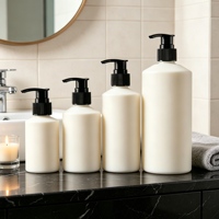 Ensemble de bouteilles en plastique PET rechargeables avec pompe, vert et noir, avec logo personnalisé, pour gel douche, shampoing, lotion, 100-500 ml