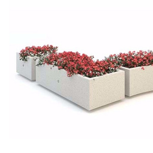 Banc en béton GFRC New Magic Stone avec jardinière, assise modulaire d'extérieur pour cours et terrasses - Product Image 3