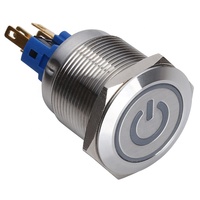 Célèbre marque ONPOW CE ROHS 22mm Anti-vandalisme illuminé symbole d'alimentation interrupteur à bouton-poussoir en métal