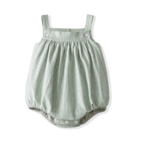 27 Combinaisons d'été personnalisées à rayures pour bébé fille, sans manches, pour nouveau-né et tout-petit, vêtements respirants et confortables pour bébé, combinaison quotidienne