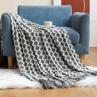 Couvertures de sieste tricotées confortables avec motif géométrique Serviette d'été écologique pour la maison Canapé-lit Bureau Utilisation