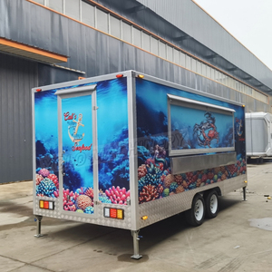 Carretto Mobile Blu per Hot Dog, <span class=keywords><strong>Rimorchio</strong></span> Alimentare Compatto con Cucina Completa, Chiosco su Ruote per Caffetteria e Panetteria - Product Image 3