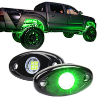 Luces de Roca Impermeables de 12 Voltios YD para OVOVS, LED Verde Brillante con Logo de Aluminio, Luz Ambiental para Mini Camioneta, ATV, 4x4, Todoterreno, SUV