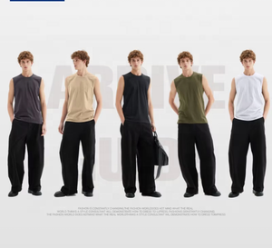 เสื้อกั๊กทรงบ็อกซี่แขนกุดสำหรับผู้ชาย ผ้าคอตตอน 100% หนัก 220 กรัม พิมพ์โลโก้ตามสั่ง สำหรับออกกำลังกายและเล่นกีฬา ขายส่ง - Product Image 5