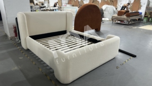 Nova Trắng Lambswool Vải Vua Kích Thước Giường Với Lưu Trữ Hiện Đại 5 Mảnh Phòng Ngủ Bộ Đồ Nội Thất Bọc Nữ Hoàng Giường Đầu Giường - Product Image 2