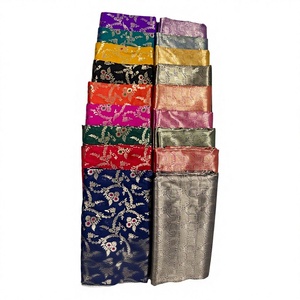 Premium Banarasi Jacquard Semi Georgette Fabric Sarees Dresses <b>Bridal</b> Wear | Medium Weight Elegant Honey Lace Brand Textile | - Product Image 1