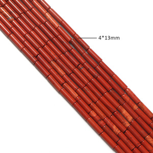 4*13mm Cylindre Naturel Long Tube Droit Pierre Perle Jaspe Rouge Pierre Oeil de Tigre Jaune Grain de Bois Jaune pour la Fabrication de Bijoux DIY - Product Image 3