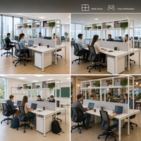 Bureau de travail avec étagères de rangement, bureau collaboratif